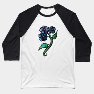 Blue Flower Baseball T-Shirt